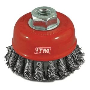 ITM TWIST KNOT CUP BRUSH STAINLESS STEEL 75MM MULTI THREAD